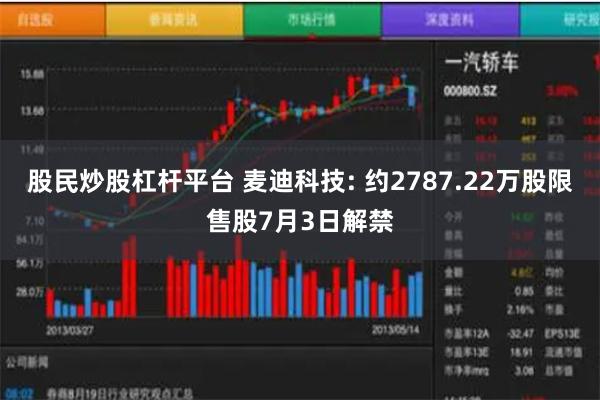 股民炒股杠杆平台 麦迪科技: 约2787.22万股限售股7月3日解禁