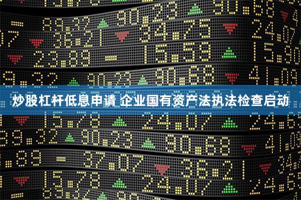 炒股杠杆低息申请 企业国有资产法执法检查启动