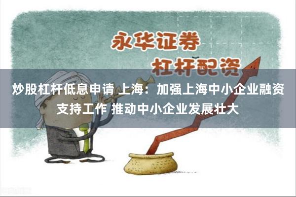 炒股杠杆低息申请 上海：加强上海中小企业融资支持工作 推动中小企业发展壮大
